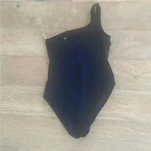 knix one shoulder one piece swimsuit black medium